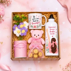 Mug Sipper Teddy Flowers Hamper For Women