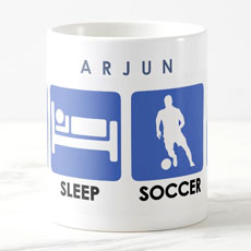 Eat Sleep Soccer Repeat Name Mug