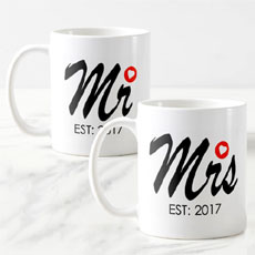 Mr And Mrs Personalised Mug Set