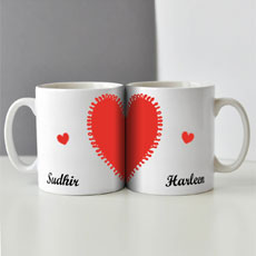 Personalised Love Heart Mug Set