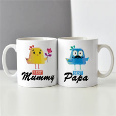 Mummy Papa Cute Birdie Mugs Set Of Two