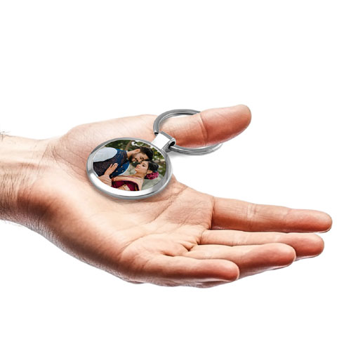Round Metal Photo Keychain