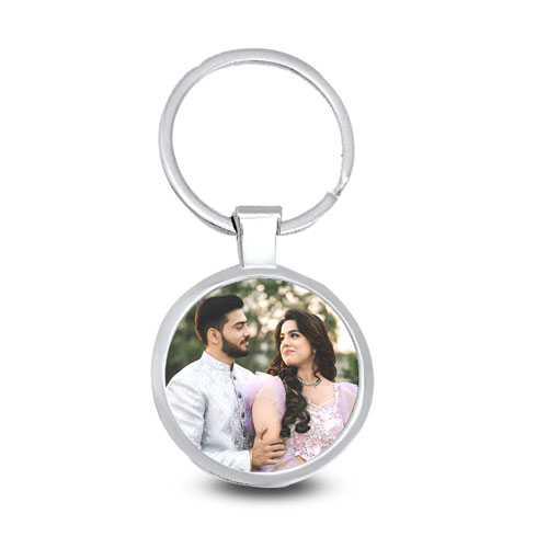 Round Metal Photo Keychain