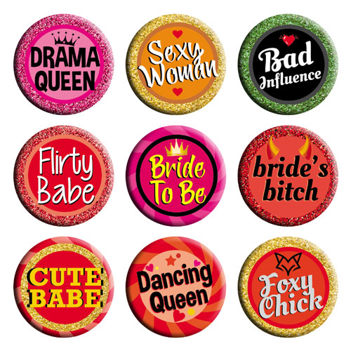 Bachelorette Party Badges Set Of 9