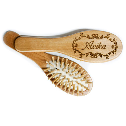 Engraved Wooden Oval Brush