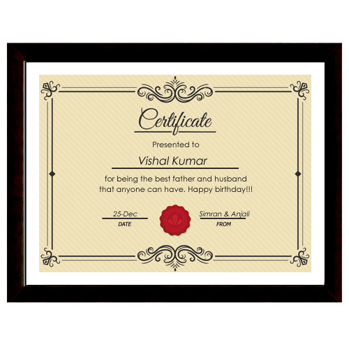 Personalised Certificate With Frame