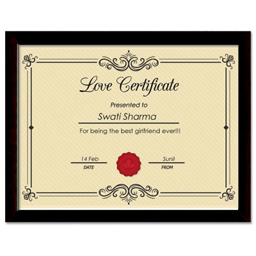 Love Certificate With Frame