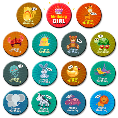 Birthday Girl Party Badges Set Of 15