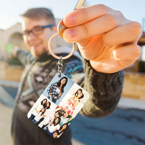 Personalised Wooden Collage Keychain