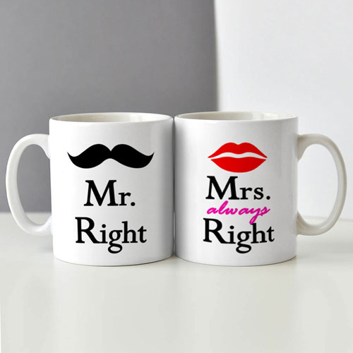 Mr And Mrs Right Mugs Set