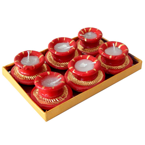 Red Diya Set Of Six