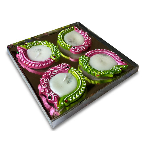 Multicolored Diya Set Of Four