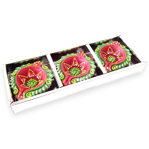 Multicolored Diya Set Of Three