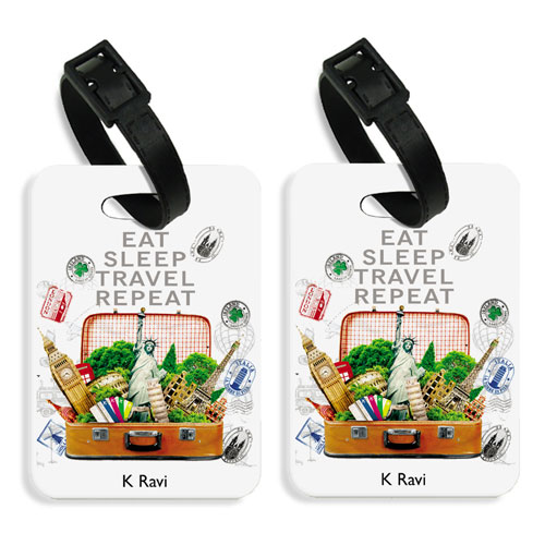 Personalised Eat Sleep Travel Luggage Tags Set