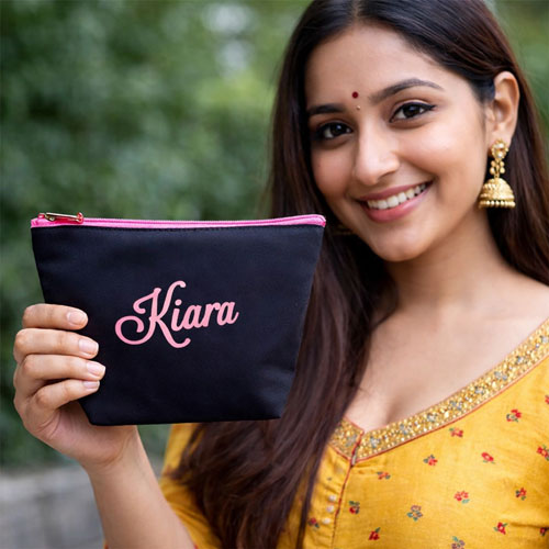 Pink Personalised Makeup Pouch
