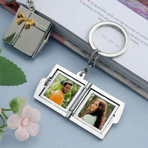 Personalised Two Frame Photo Keychain