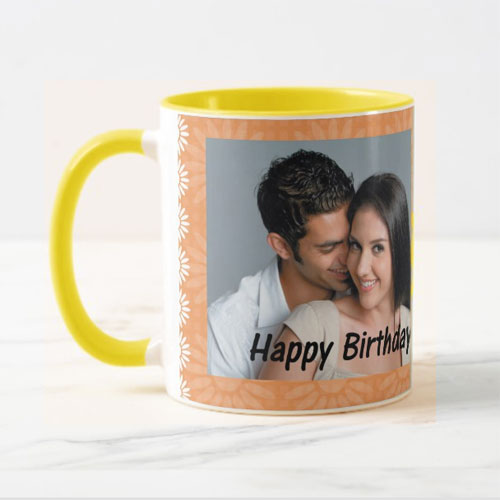 Yellow Personalised Photo Mug