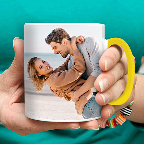 Yellow Personalised Photo Mug