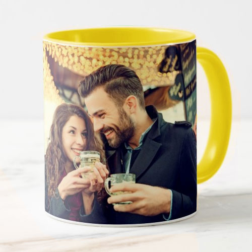 Yellow Personalised Photo Mug