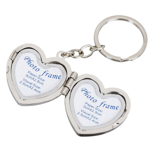 Double Hearts Photo Frame Keychain