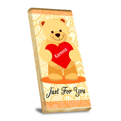 Teddy And Heart Personalised Chocolate