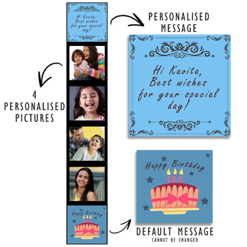 Personalised Photo Strip Popup Gift Box with Printed Pictures – 8 x 8 x 2.5  cm – Daarubaz