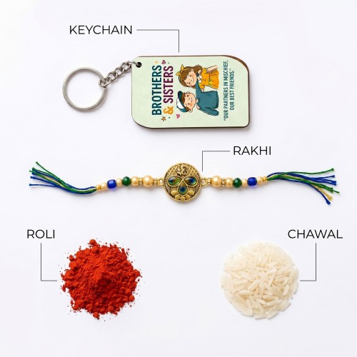 Rakhi With Keychain Hamper