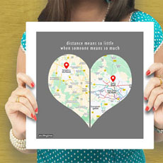 City Heart Map Personalised Frame