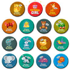 Birthday Girl Party Badges Set Of 15