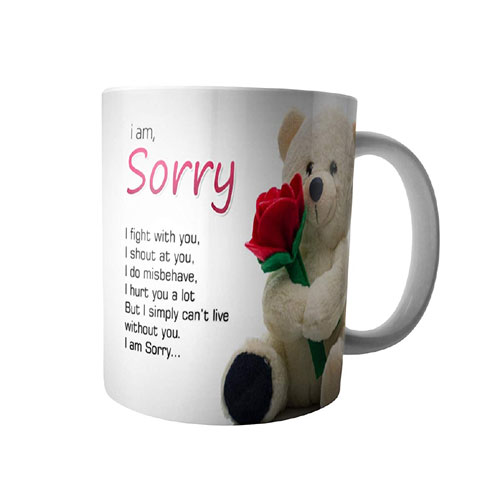 Sorry Teddy And Flowers Mug