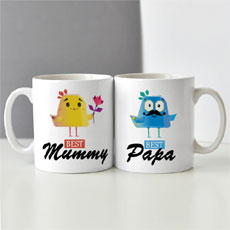 Mummy Papa Cute Birdie Mug Set Of Two