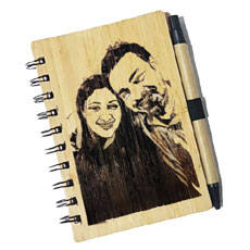 Engraved Sketch Wooden Diary
