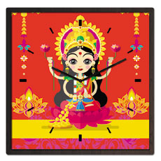 Wooden Laxmi Goddess Clock