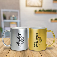 Gold And Silver Name Mugs Set Of Two