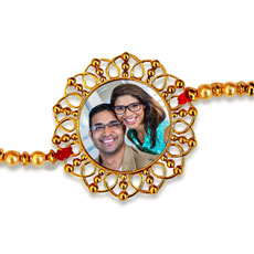 Personalised Golden Photo Rakhi