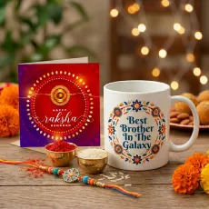 Mug And Card Rakhi Hamper For Brothers