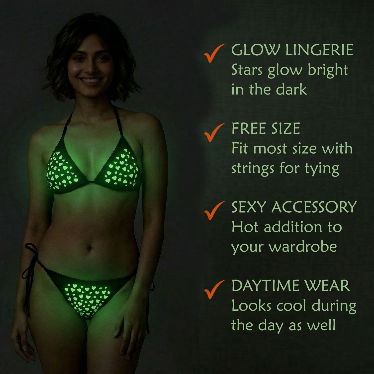 Image 3 of Glow In The Dark Lingerie Set